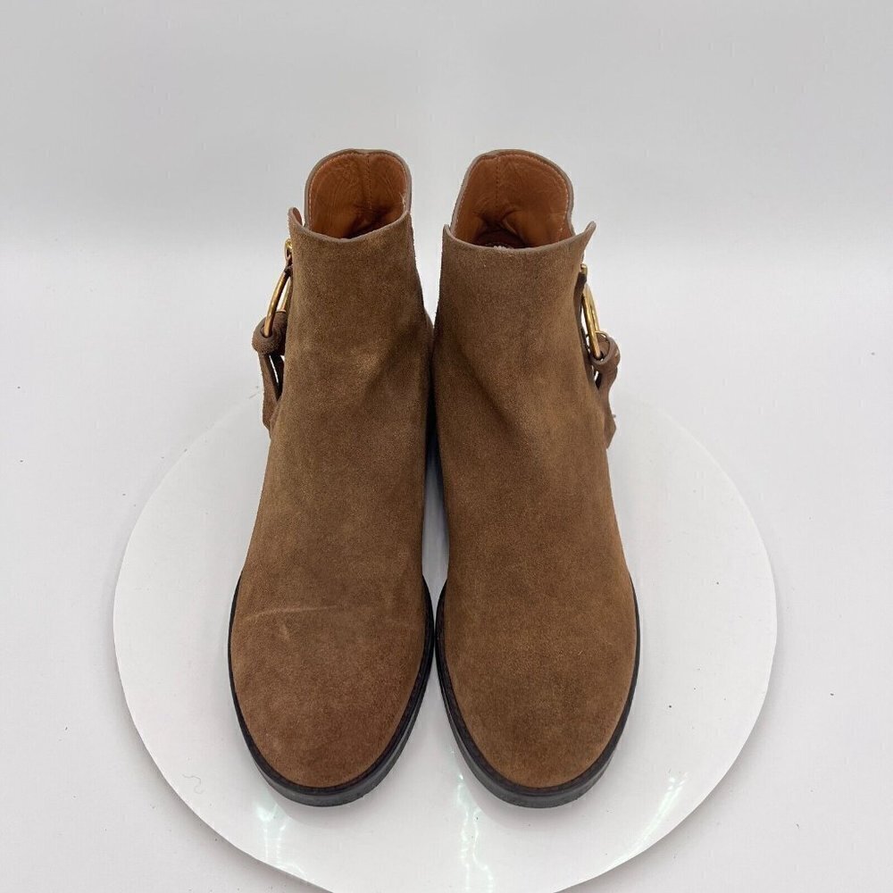 See By Chloe Women Size Eu 39.5 US 9.5 Brown Suede Leather Side Zip Ankle Boot - Picture 3 of 16